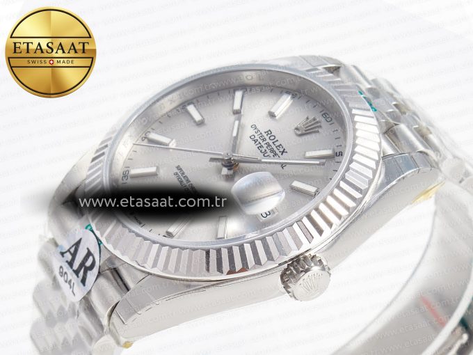 DateJust 41 126334 Fluted Bezel ARF 1:1 Best Edition 904L Steel Silver Stick Dial on Jubilee Bracelet VR3235 - Görsel 6