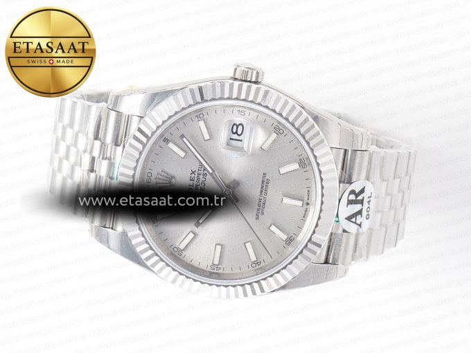 DateJust 41 126334 Fluted Bezel ARF 1:1 Best Edition 904L Steel Silver Stick Dial on Jubilee Bracelet VR3235 - Görsel 9