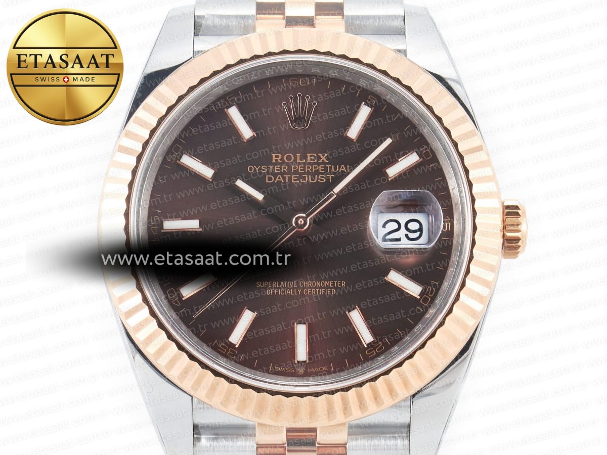 DateJust 41mm 126331 904L SS/RG Clean 1:1 Best Edition Brown Dial on Jubilee Bracelet VR3235 - Görsel 4