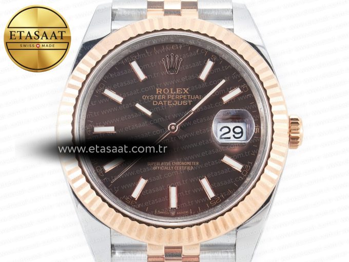 DateJust 41mm 126331 904L SS/RG Clean 1:1 Best Edition Brown Dial on Jubilee Bracelet VR3235 - Görsel 4