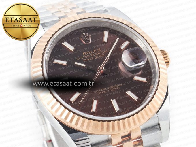 DateJust 41mm 126331 904L SS/RG Clean 1:1 Best Edition Brown Dial on Jubilee Bracelet VR3235 - Görsel 5