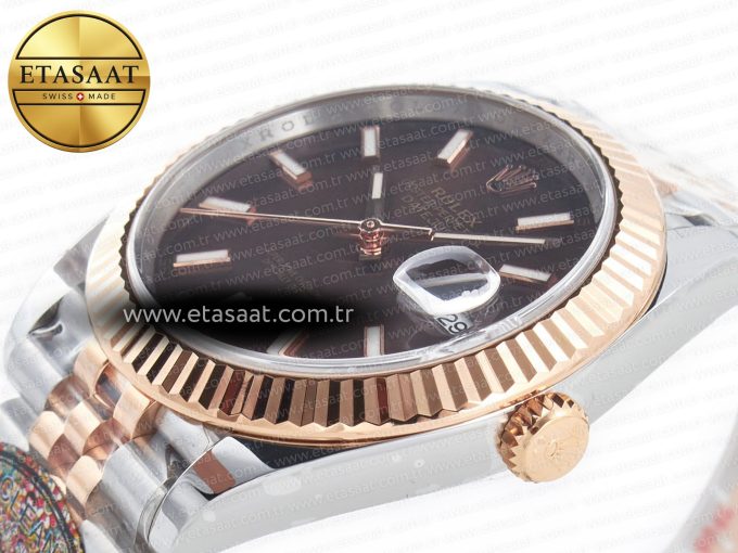 DateJust 41mm 126331 904L SS/RG Clean 1:1 Best Edition Brown Dial on Jubilee Bracelet VR3235 - Görsel 6