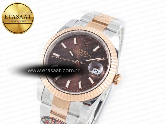DateJust 41mm 126331 904L SS/RG Clean 1:1 Best Edition Brown Dial on Oyster Bracelet VR3235 - Görsel 1