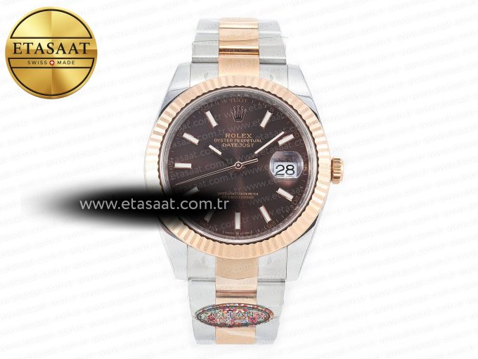 DateJust 41mm 126331 904L SS/RG Clean 1:1 Best Edition Brown Dial on Oyster Bracelet VR3235 - Görsel 3