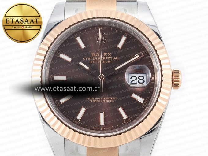 DateJust 41mm 126331 904L SS/RG Clean 1:1 Best Edition Brown Dial on Oyster Bracelet VR3235 - Görsel 4