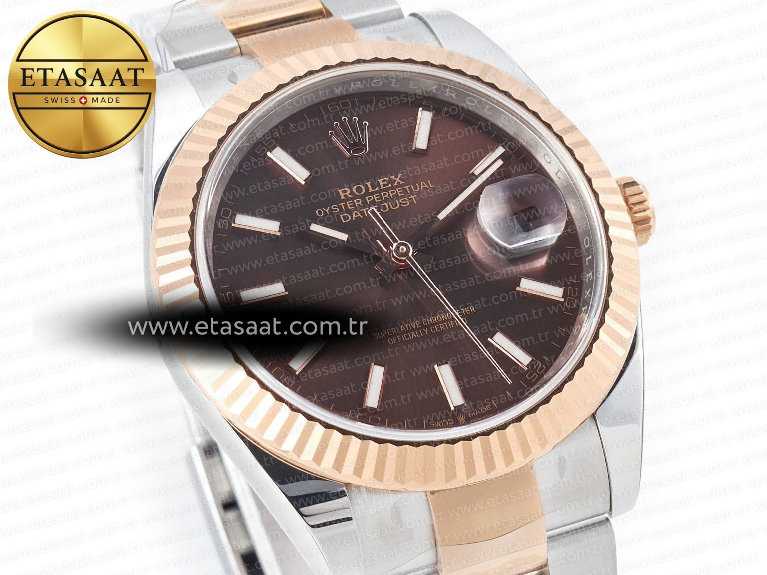 DateJust 41mm 126331 904L SS/RG Clean 1:1 Best Edition Brown Dial on Oyster Bracelet VR3235 - Görsel 5