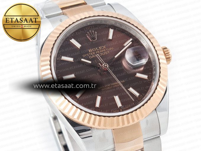 DateJust 41mm 126331 904L SS/RG Clean 1:1 Best Edition Brown Dial on Oyster Bracelet VR3235 - Görsel 5