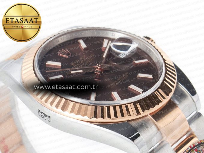 DateJust 41mm 126331 904L SS/RG Clean 1:1 Best Edition Brown Dial on Oyster Bracelet VR3235 - Görsel 7
