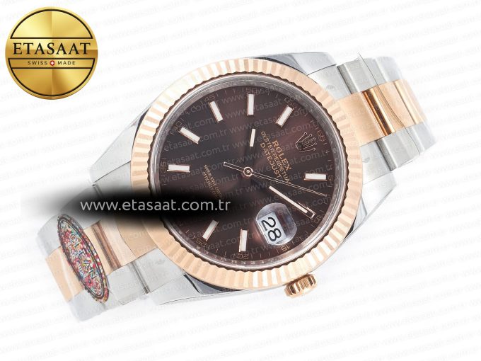 DateJust 41mm 126331 904L SS/RG Clean 1:1 Best Edition Brown Dial on Oyster Bracelet VR3235 - Görsel 8