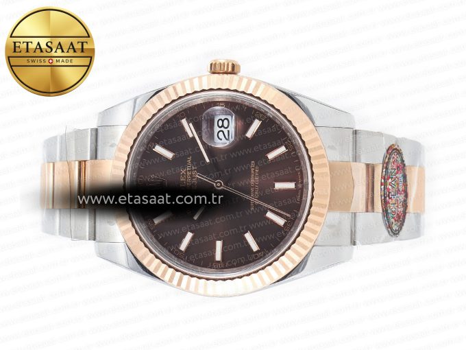 DateJust 41mm 126331 904L SS/RG Clean 1:1 Best Edition Brown Dial on Oyster Bracelet VR3235 - Görsel 9