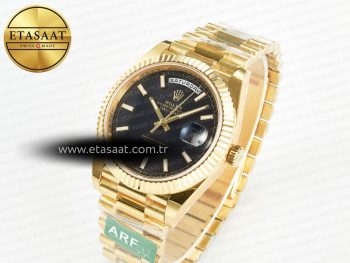 Day Date 40 228238 ARF 904L Steel Black Stick Dial on President Bracelet VR3255