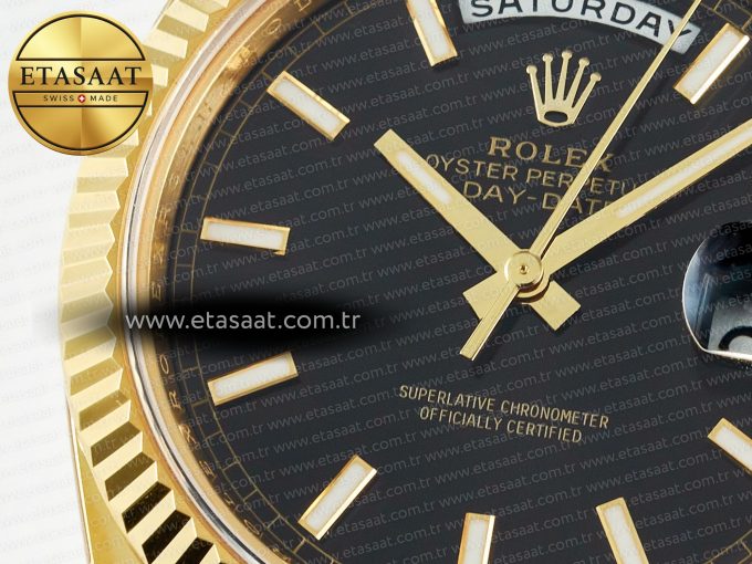 Day Date 40 228238 ARF 904L Steel Black Stick Dial on President Bracelet VR3255 - Görsel 10