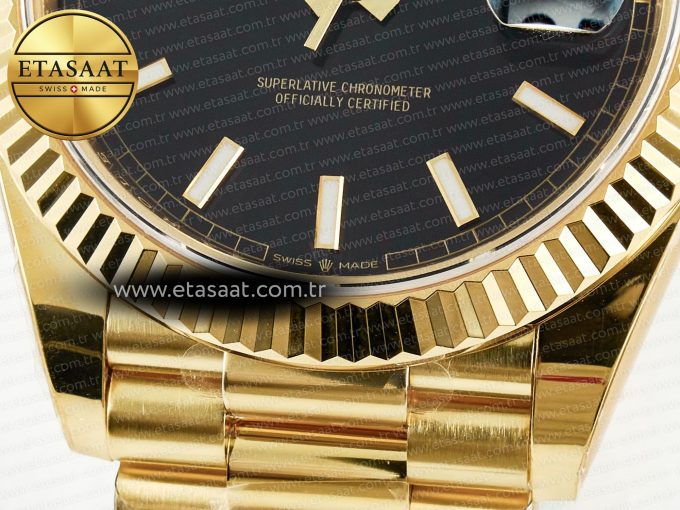Day Date 40 228238 ARF 904L Steel Black Stick Dial on President Bracelet VR3255 - Görsel 13