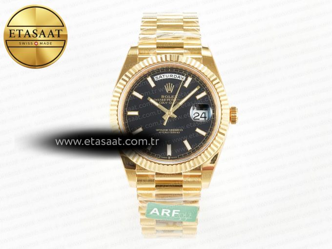 Day Date 40 228238 ARF 904L Steel Black Stick Dial on President Bracelet VR3255 - Görsel 3