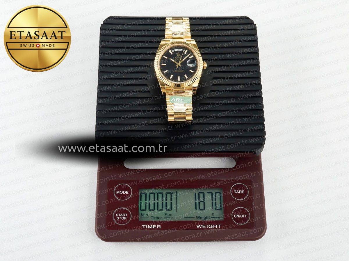 Day Date 40 228238 ARF 904L Steel Black Stick Dial on President Bracelet VR3255 - Görsel 33