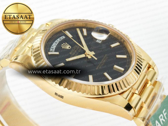 Day Date 40 228238 ARF 904L Steel Black Stick Dial on President Bracelet VR3255 - Görsel 7
