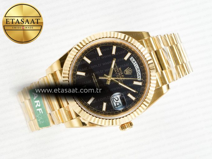 Day Date 40 228238 ARF 904L Steel Black Stick Dial on President Bracelet VR3255 - Görsel 8