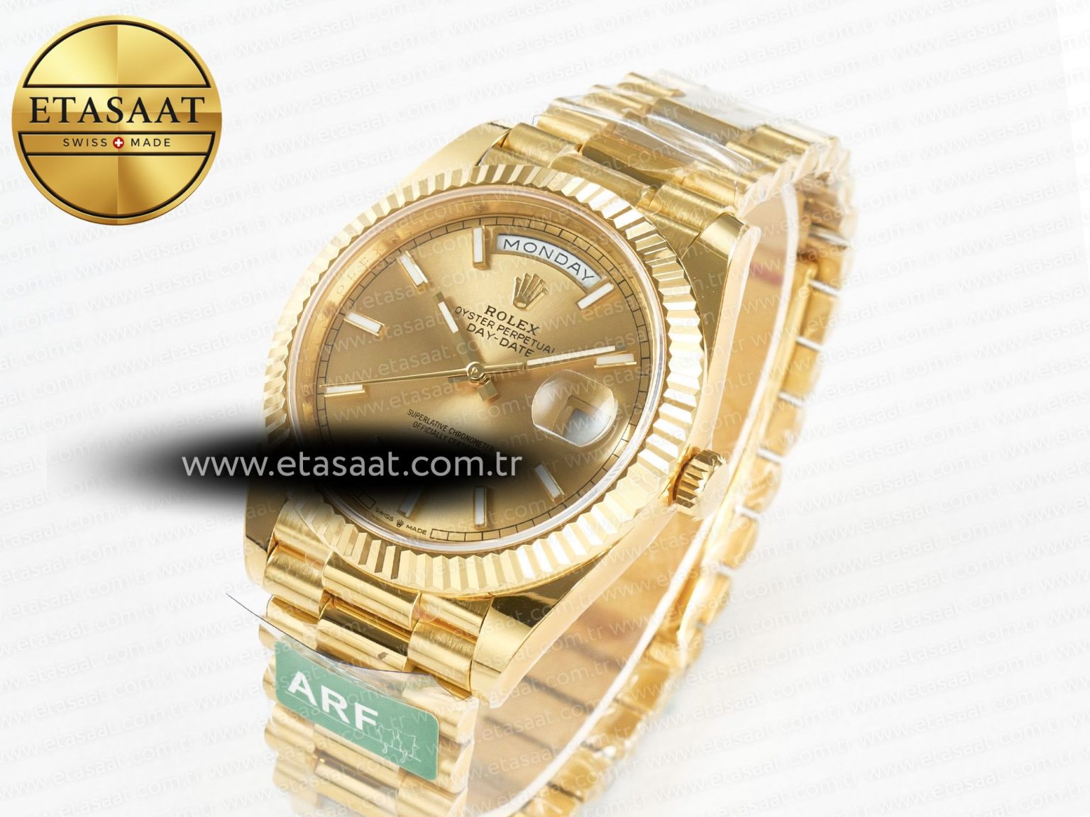 Day Date 40 228238 ARF 904L Steel Gold Stick Dial on President Bracelet VR3255 - Görsel 1
