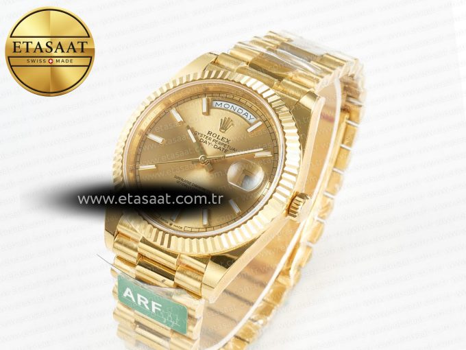 Day Date 40 228238 ARF 904L Steel Gold Stick Dial on President Bracelet VR3255 - Görsel 1