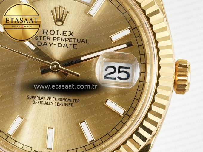 Day Date 40 228238 ARF 904L Steel Gold Stick Dial on President Bracelet VR3255 - Görsel 12