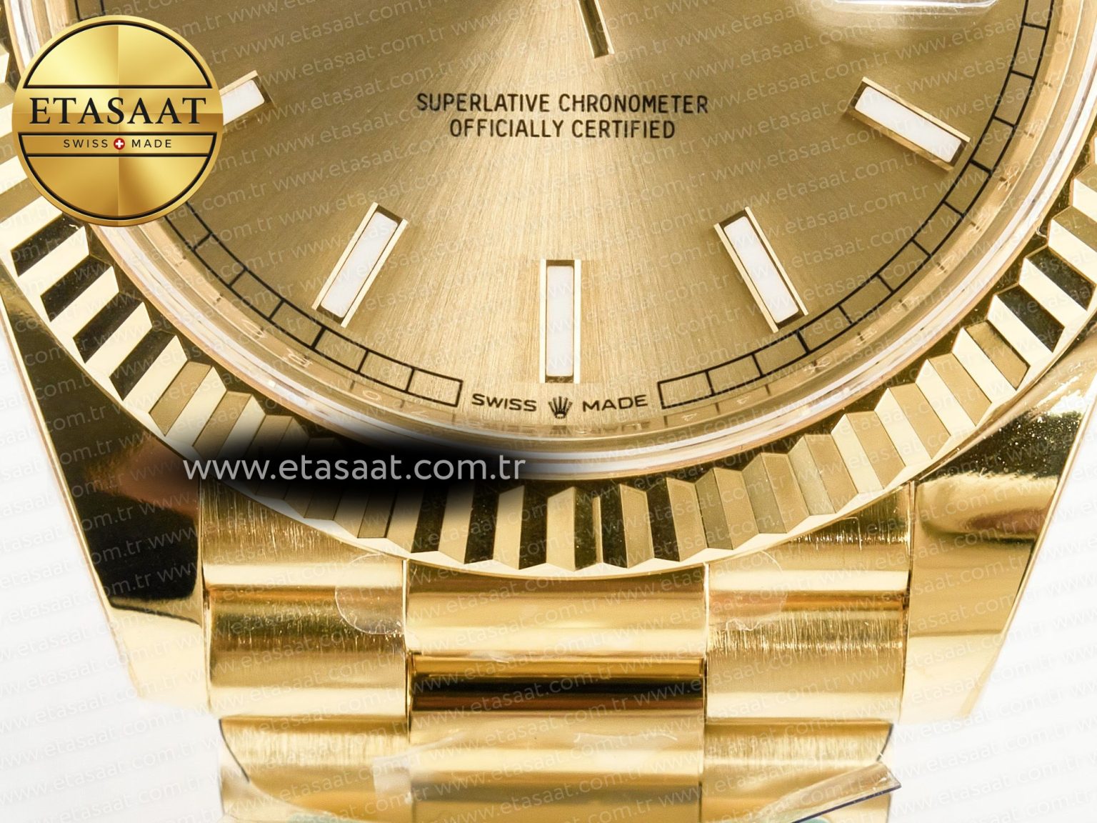 Day Date 40 228238 ARF 904L Steel Gold Stick Dial on President Bracelet VR3255 - Görsel 13