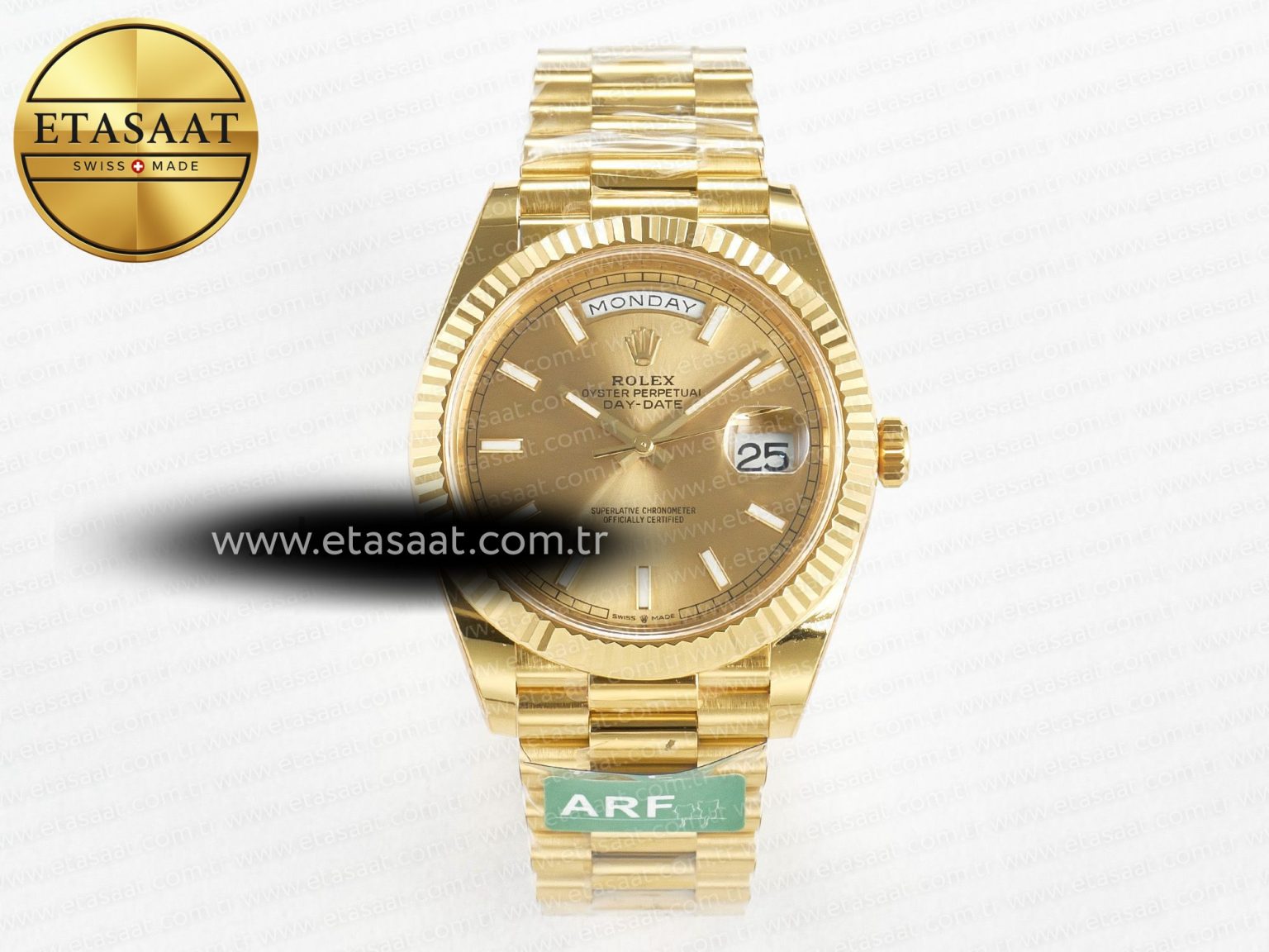 Day Date 40 228238 ARF 904L Steel Gold Stick Dial on President Bracelet VR3255 - Görsel 3