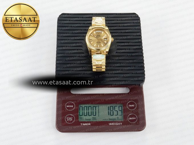 Day Date 40 228238 ARF 904L Steel Gold Stick Dial on President Bracelet VR3255 - Görsel 33
