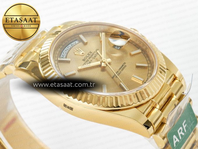 Day Date 40 228238 ARF 904L Steel Gold Stick Dial on President Bracelet VR3255 - Görsel 7