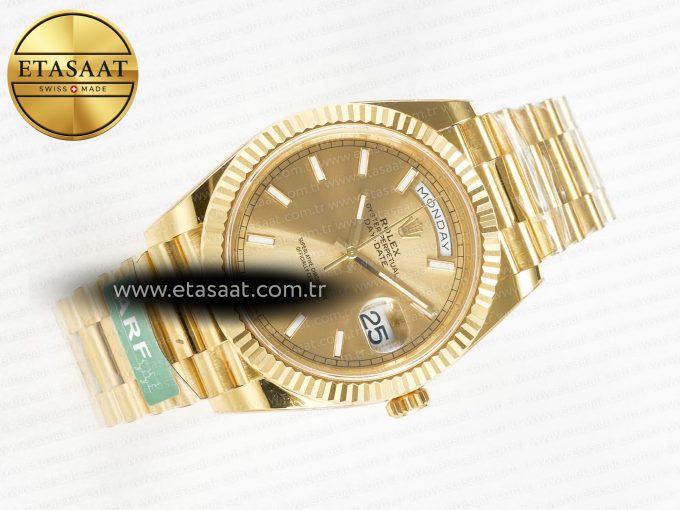 Day Date 40 228238 ARF 904L Steel Gold Stick Dial on President Bracelet VR3255 - Görsel 8