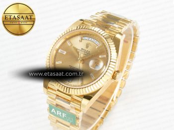 Day Date 40 228238 ARF 904L Steel YG Crystal Diamonds Bezel on President Bracelet VR3255