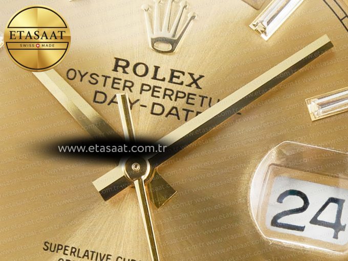 Day Date 40 228238 ARF 904L Steel YG Crystal Diamonds Bezel on President Bracelet VR3255 - Görsel 11