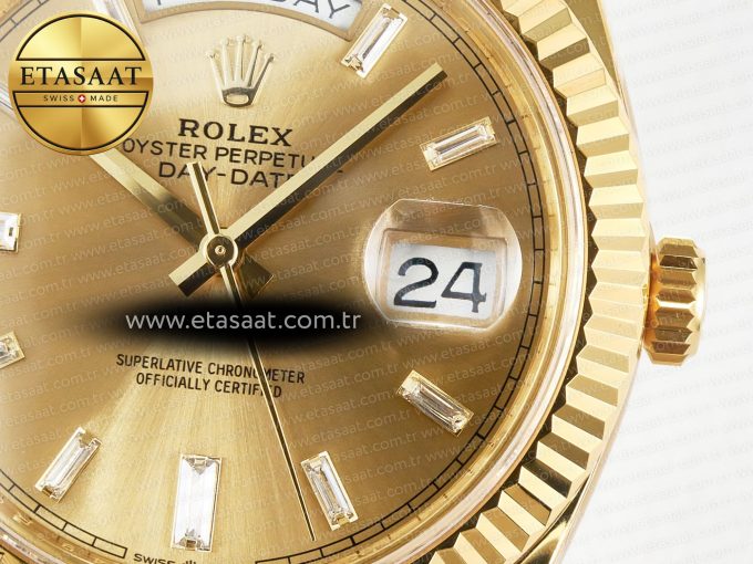 Day Date 40 228238 ARF 904L Steel YG Crystal Diamonds Bezel on President Bracelet VR3255 - Görsel 12