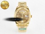Day Date 40 228238 ARF 904L Steel YG Crystal Diamonds Bezel on President Bracelet VR3255 - Görsel 3