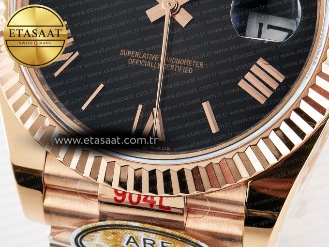 Day Date 40 RG 228235 ARF 1:1 Best Edition Black Roman Dial on President Bracelet VR3255 - Görsel 13