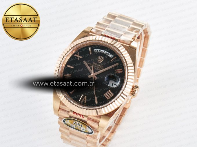 Day Date 40 RG 228235 ARF 1:1 Best Edition Black Roman Dial on President Bracelet VR3255 - Görsel 2