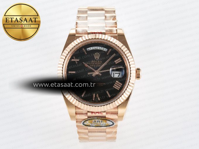 Day Date 40 RG 228235 ARF 1:1 Best Edition Black Roman Dial on President Bracelet VR3255 - Görsel 3