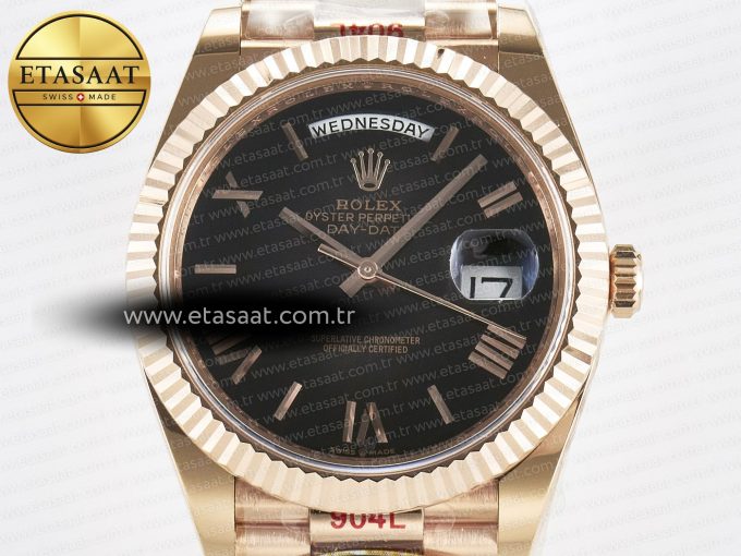 Day Date 40 RG 228235 ARF 1:1 Best Edition Black Roman Dial on President Bracelet VR3255 - Görsel 4