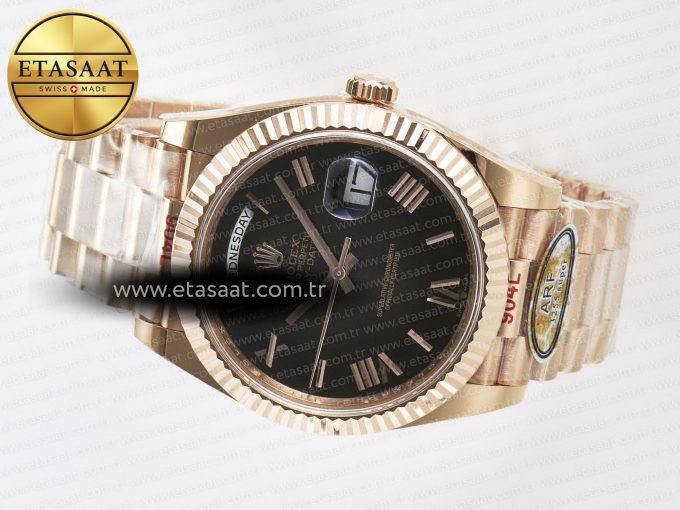 Day Date 40 RG 228235 ARF 1:1 Best Edition Black Roman Dial on President Bracelet VR3255 - Görsel 9