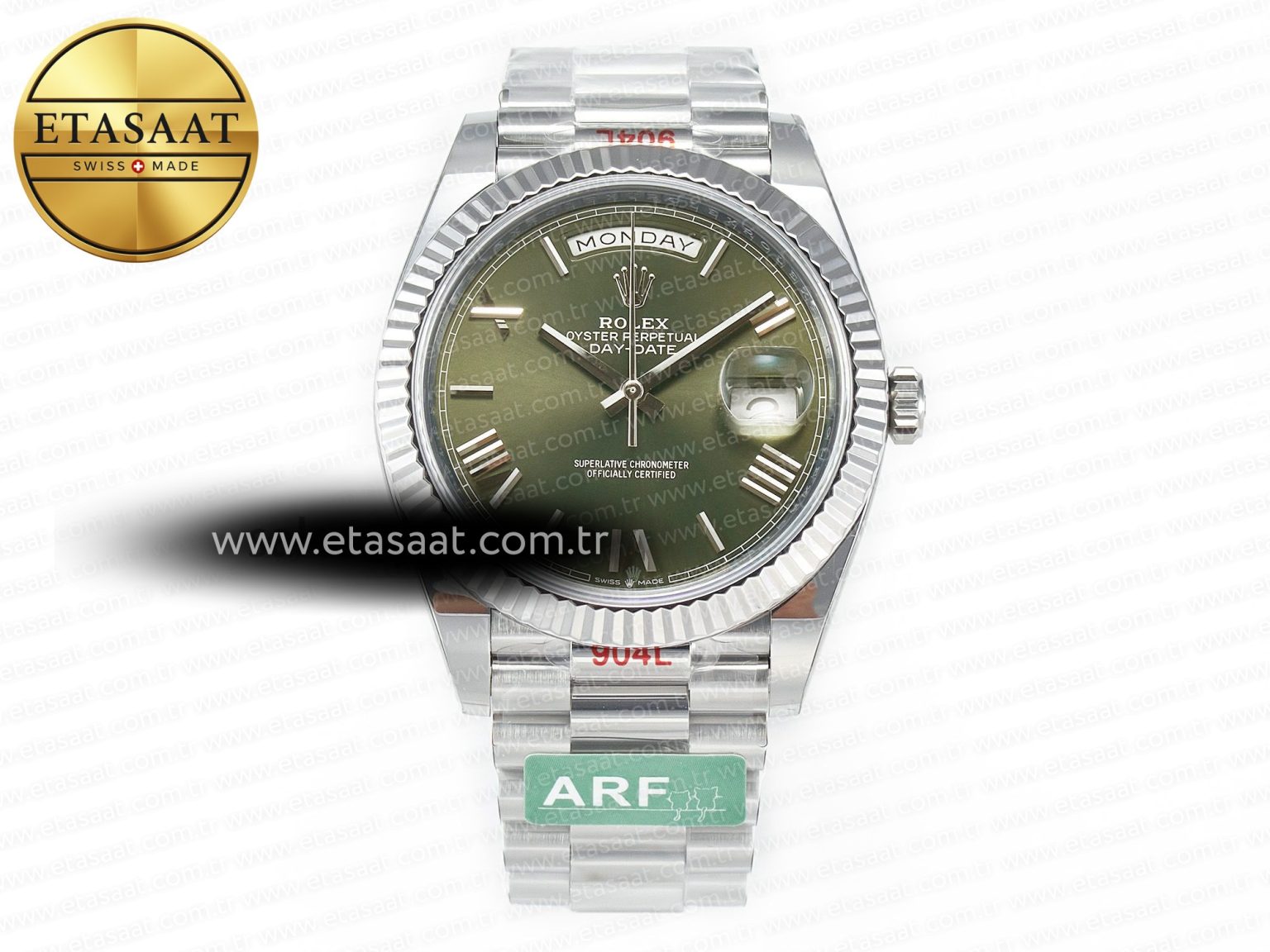 Day Date 40 SS 228239 ARF 1:1 Best Edition Green Roman Dial on President Bracelet VR3255 - Görsel 3