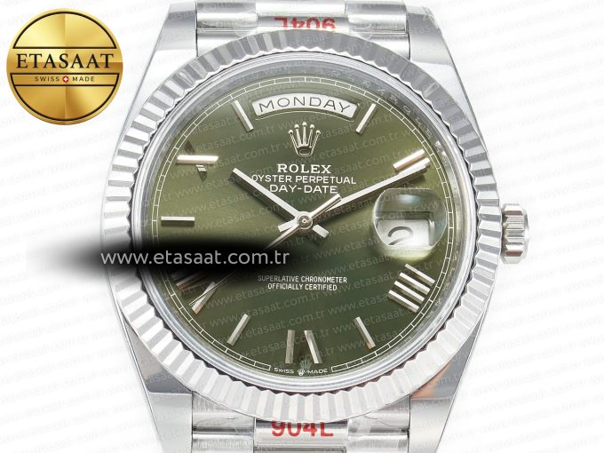Day Date 40 SS 228239 ARF 1:1 Best Edition Green Roman Dial on President Bracelet VR3255 - Görsel 4