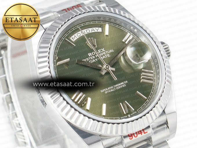 Day Date 40 SS 228239 ARF 1:1 Best Edition Green Roman Dial on President Bracelet VR3255 - Görsel 5