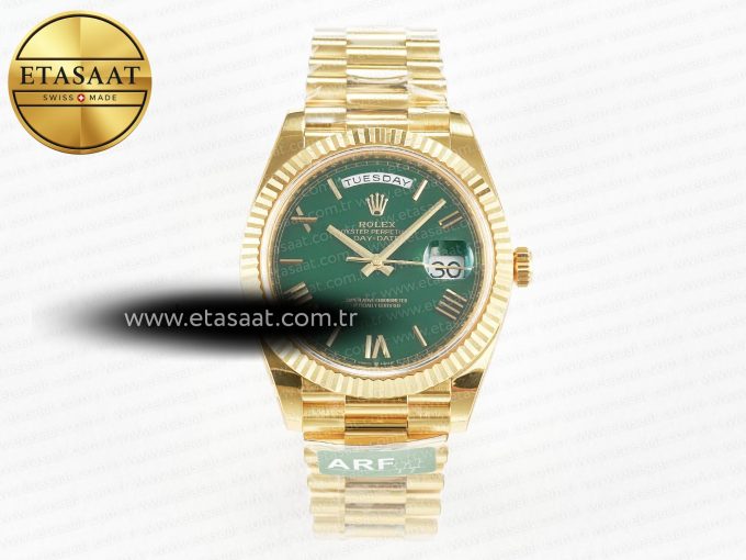 Day Date 40 YG 228238 ARF 1:1 Best Edition Green Roman Dial on President Bracelet VR3255 - Görsel 3