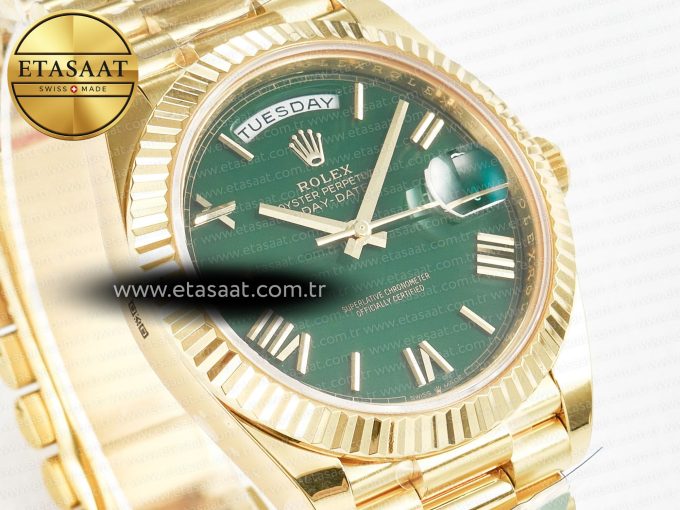 Day Date 40 YG 228238 ARF 1:1 Best Edition Green Roman Dial on President Bracelet VR3255 - Görsel 5
