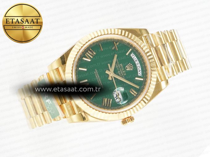 Day Date 40 YG 228238 ARF 1:1 Best Edition Green Roman Dial on President Bracelet VR3255 - Görsel 8