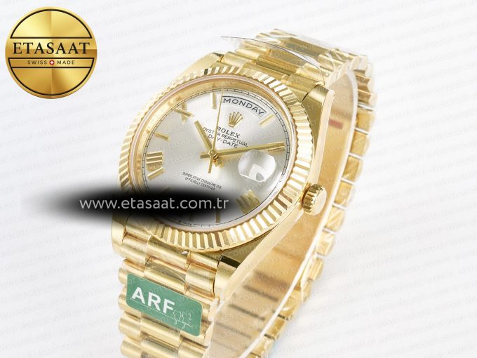 Day Date 40 YG 228238 ARF 1:1 Best Edition Silver Roman Dial on President Bracelet VR3255 - Görsel 1