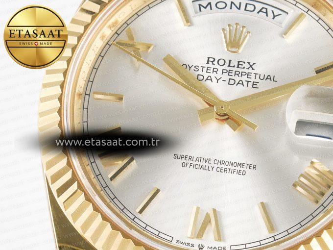 Day Date 40 YG 228238 ARF 1:1 Best Edition Silver Roman Dial on President Bracelet VR3255 - Görsel 10