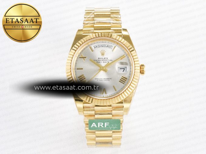 Day Date 40 YG 228238 ARF 1:1 Best Edition Silver Roman Dial on President Bracelet VR3255 - Görsel 3