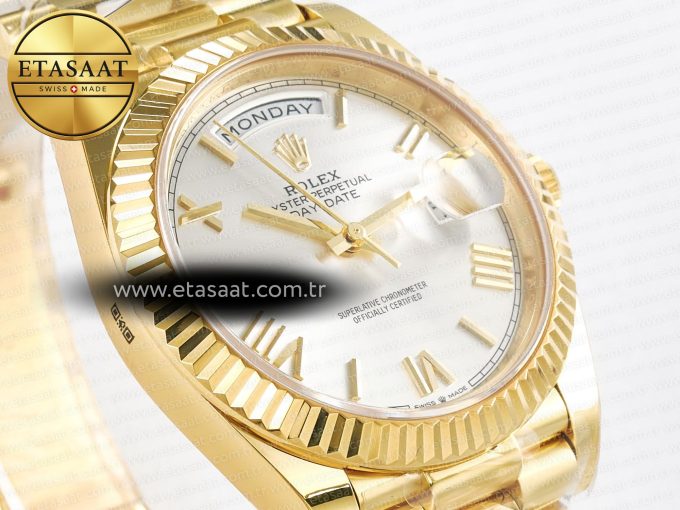 Day Date 40 YG 228238 ARF 1:1 Best Edition Silver Roman Dial on President Bracelet VR3255 - Görsel 5