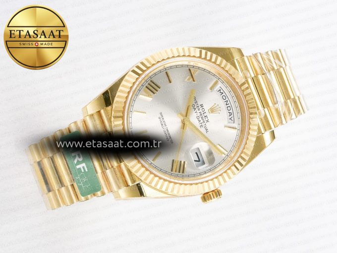 Day Date 40 YG 228238 ARF 1:1 Best Edition Silver Roman Dial on President Bracelet VR3255 - Görsel 8