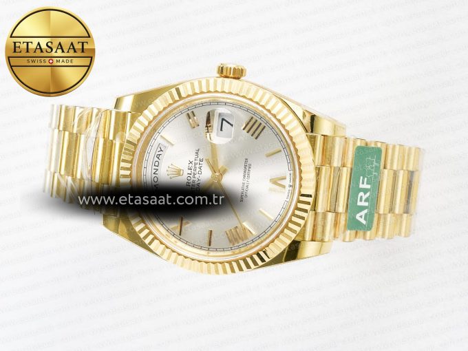 Day Date 40 YG 228238 ARF 1:1 Best Edition Silver Roman Dial on President Bracelet VR3255 - Görsel 9